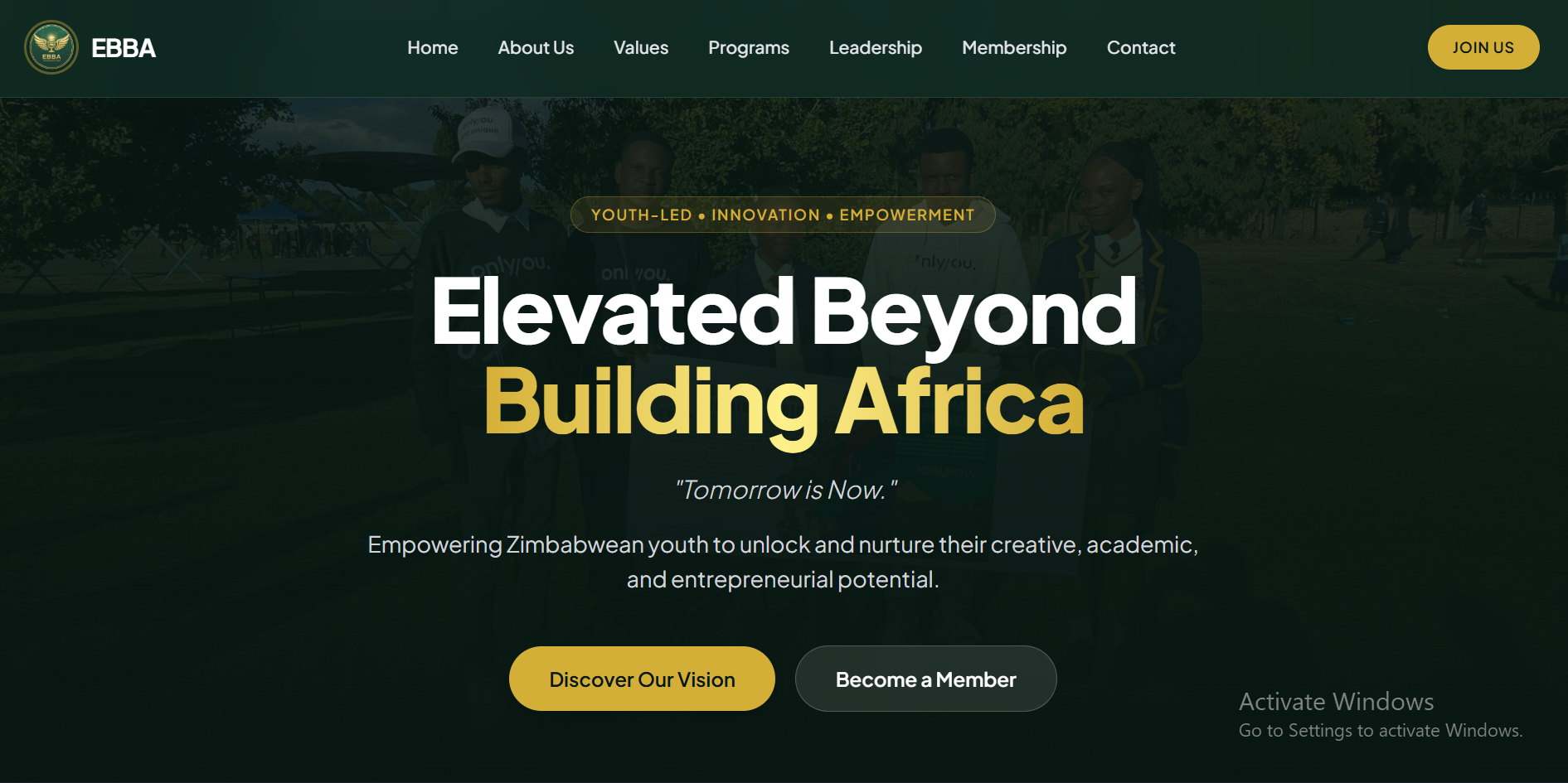 EBBA Elevated Beyond Building Africa website